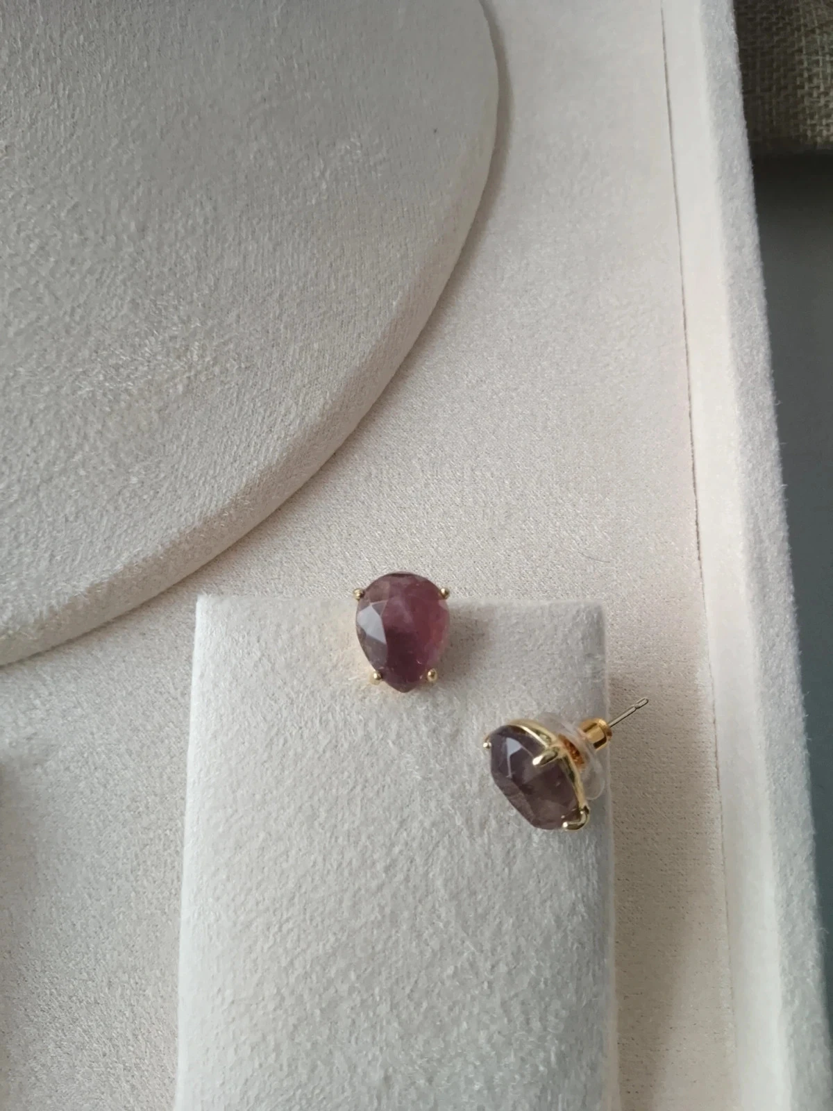 Boucles d'oreilles bohèmes pierres améthyste naturelles – photo 2
